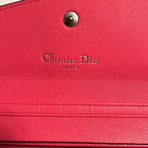 - Authentic Cristian Dior Leather Pink/Coral Wallet on a Chain - Picture 7 of 17